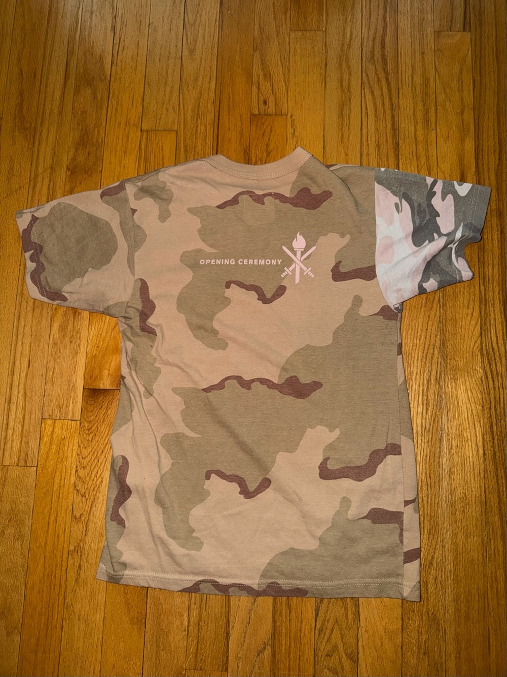 Opening Ceremony Men’s Desert Camo Short Sleeve Tee — Pink, Beige, Green